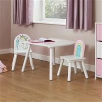 Liberty House Toys Kids Unicorn Table and 2 Chairs Set, White, H440 x W600 x D600mm
