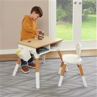 Liberty House Toys Kids Scandi Height Adjustable Table and Chair Set, Engineered Wood, H49/52/55 x W65 x D55cm