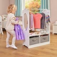 Liberty House Toys Liberty House White Wooden Dress Up Unit With Grey Storage Boxes