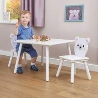 Liberty House Toys Table and Chairs Set, Engineered Wood, White, H44 x W60 x D60cm