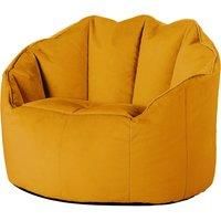 icon Sirena Velvet Bean Bag Chair, Ochre Yellow, Large Adult Bean Bag with Filling Included, Accent Chair, Living Room Furniture, Bedroom Furniture