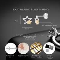 Sterling Silver Gold&Silver Two Tone Stars Earrings 7X8Mm S925