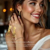 Gilded Initial Dangle 18K Gold Plated Sterling Silver Earrings