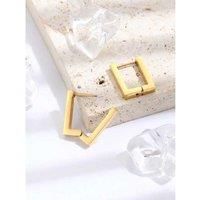 Rectangle Hoop Earrings - Gold Or Silver