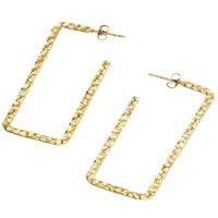 Gold Rectangle Geometric Hoop Earrings - Silver