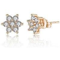 Crystals Women Rosegold Flower Earrings - Silver