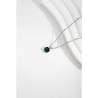 Silver Chain Emerald Crystal Necklace - Green