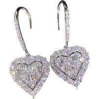 Diamond Heart Crystal Silver Earrings