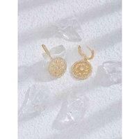 Gold Snowflake Gemstones Dangly Earrings - Silver