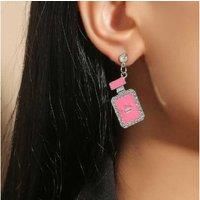 Silver Crown Crystal Earrings In Pink