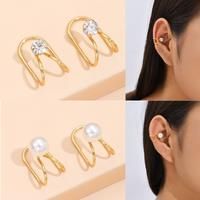 Stainless Steel Gold Tone Earring Cuff - Silver