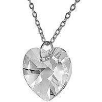 Clear Crystal Heart Pendant Necklace - Silver