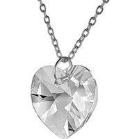 Clear Crystal Heart Pendant Necklace - Silver