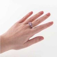 3 Crystals Pink Cubic Zirconia Ring