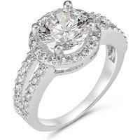 Crystal Cluster Engagement Ring - Silver