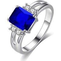 Silver Plated Royal Blue Crystal Ring