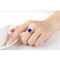 Silver Plated Royal Blue Crystal Ring