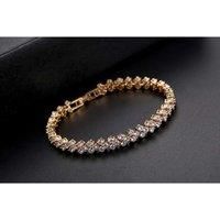 Gold Tennis Bracelet With Cz Crystals - Silver