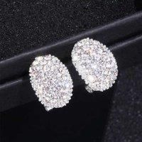 Silver Plated Oval Crystal Earrings