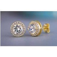 Halo Round Crystal Stud Earrings - Silver