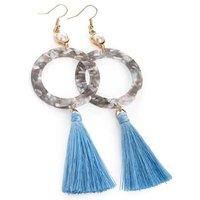 Fashionable Marble Effect Drop Earrings - Blue