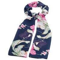 Lightweight Floral Summer Scarf - Black