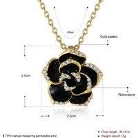 Rose Gold Crystal Black Rose Pendant