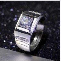 Silver Adjustable Open Crystal Ring