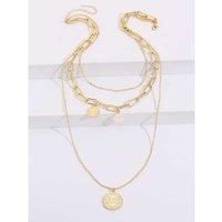 Triple Golden Chain With Pendants - Silver