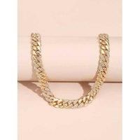 Cuban Link Gold Crystal Necklace - Silver