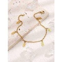 Golden Dollar Charms Anklet Bracelet - Silver