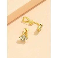 Crystal Gold Square Non-Pierced Earrings - Silver