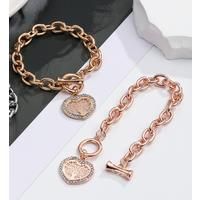 Gold Crystal Heart Tree Of Life Bracelet - Silver