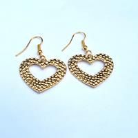 Heart Shaped Gold Drop Earrings - Silver