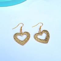 Heart Shaped Gold Drop Earrings - Silver