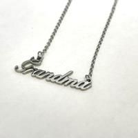 Stainless Steel Grandma Pendant Necklace - Silver