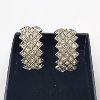 Crystal Curve Non Pierced Earrings - Silver