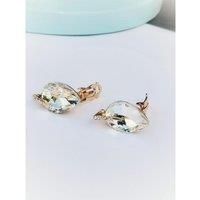 Crystal Leaf Non Pierced Earrings - Blue