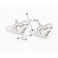 Stainless Steel Double Heart Earrings - Silver