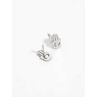 Stainless Steel Hamsa Hand Earrings - Silver