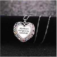 Coloured Crystal Grandkids Necklace - Silver