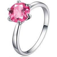Silver Solitaire Pink Crystal Ring