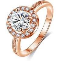 Rose Gold Halo Round Crystal Ring