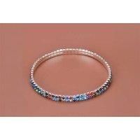 Double Row Colourful Crystal Anklets - Silver