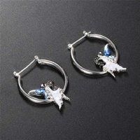 Dancing Lady Fairy Hoop Earring - Blue