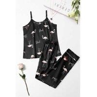 Luxury Satin Pyjamas 2 Pcs Set - Black