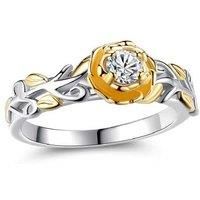Gold Flower Necklace And Ring Set - Silver