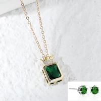 Green Crystal Necklace And Earrings Set