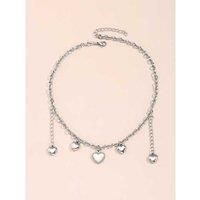 Love Charms Pendant And Open Ring Set - Silver