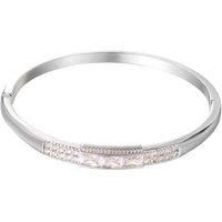 Crystal Filled Bangle And Earring Set - Silver
